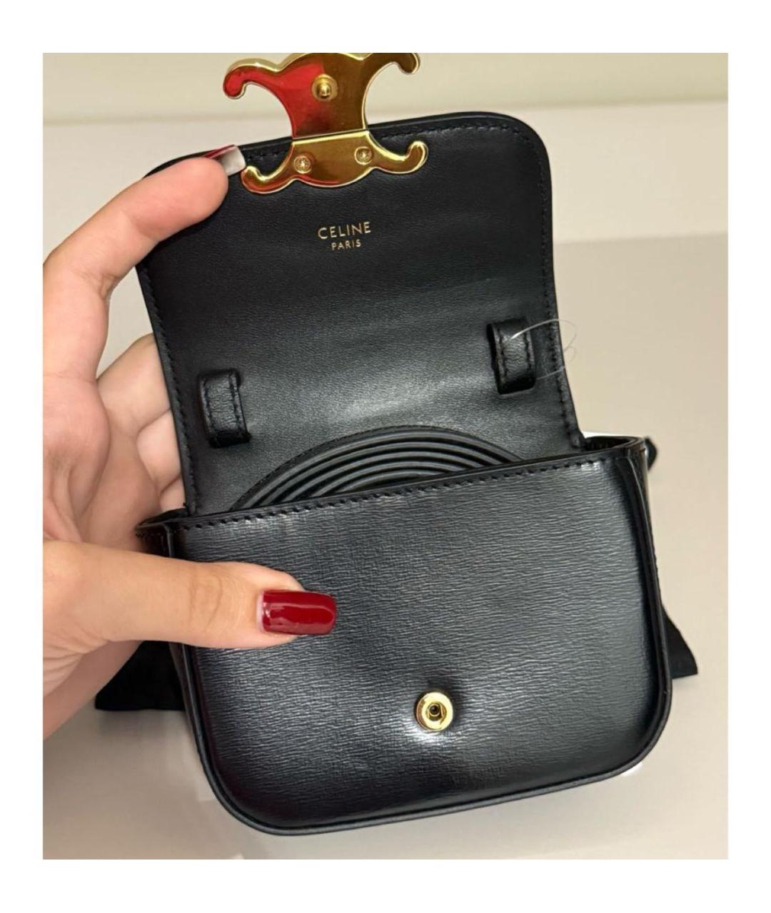 CELINE Черная кожаная сумка через плечо, фото 7