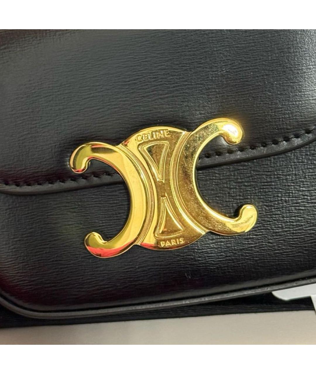 CELINE Черная кожаная сумка через плечо, фото 4