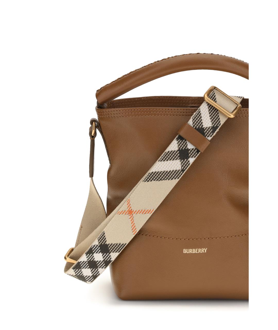 BURBERRY Коричневая кожаная сумка с короткими ручками, фото 4