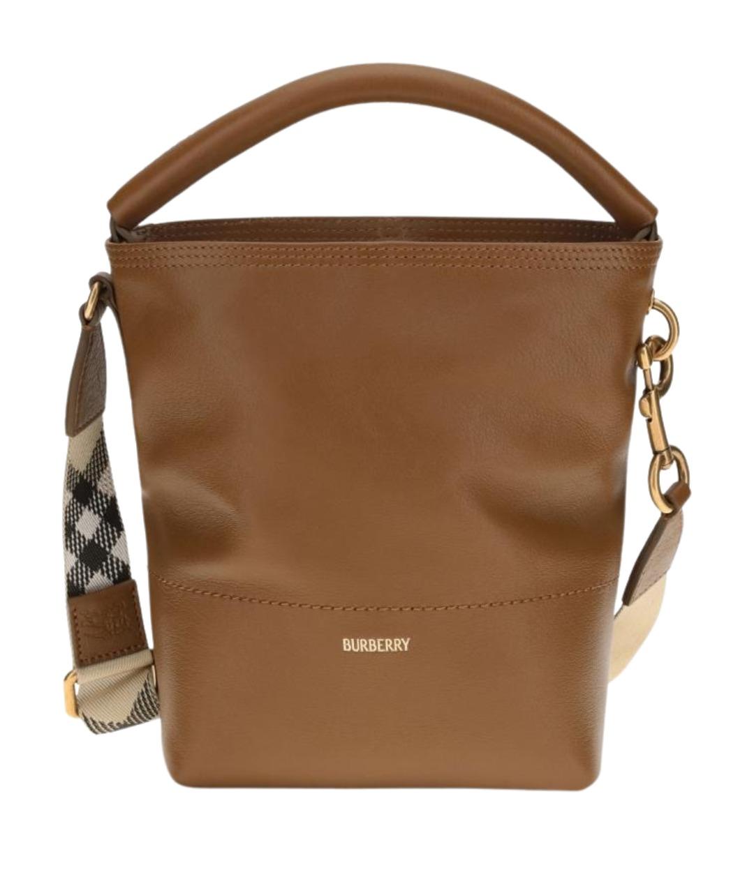 BURBERRY Коричневая кожаная сумка с короткими ручками, фото 1