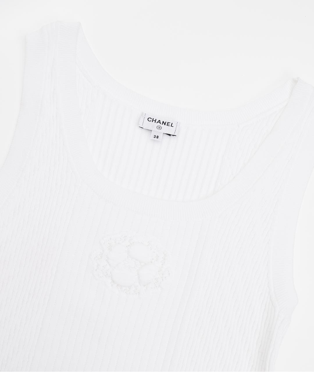 CHANEL Белая хлопковая майка, фото 3