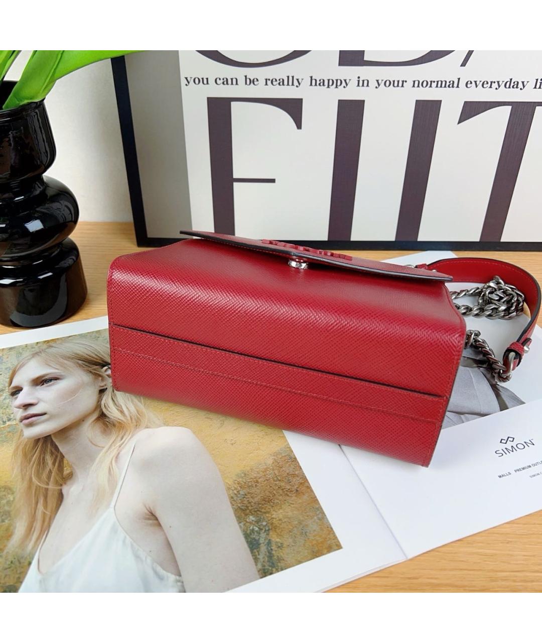 PRADA Красная кожаная сумка через плечо, фото 5