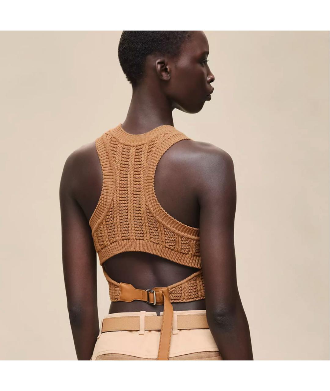 HERMES Коричневая хлопковая майка, фото 3