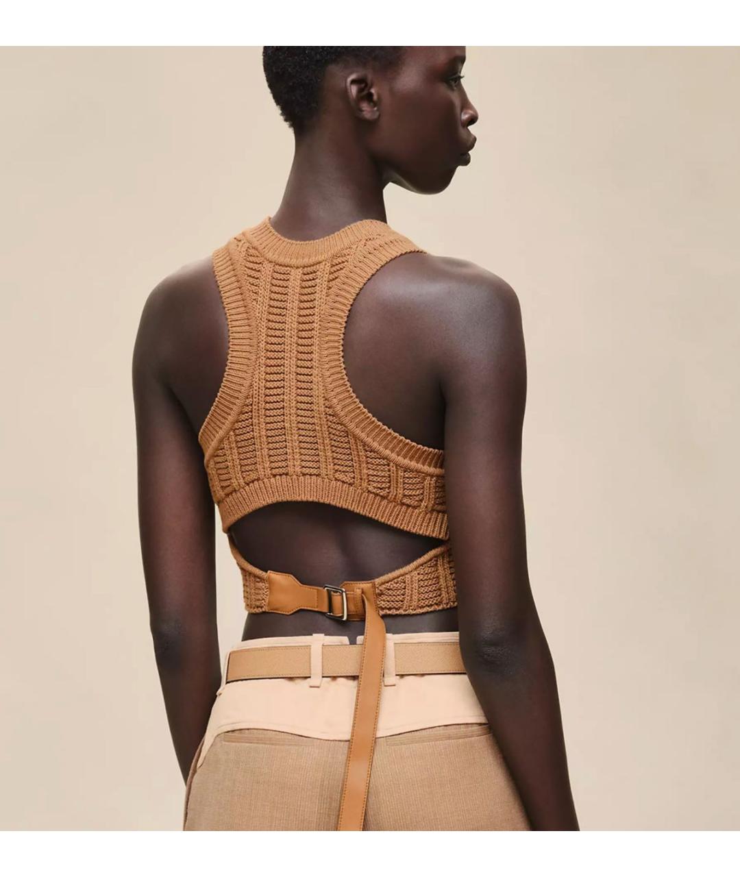 HERMES Коричневая хлопковая майка, фото 5