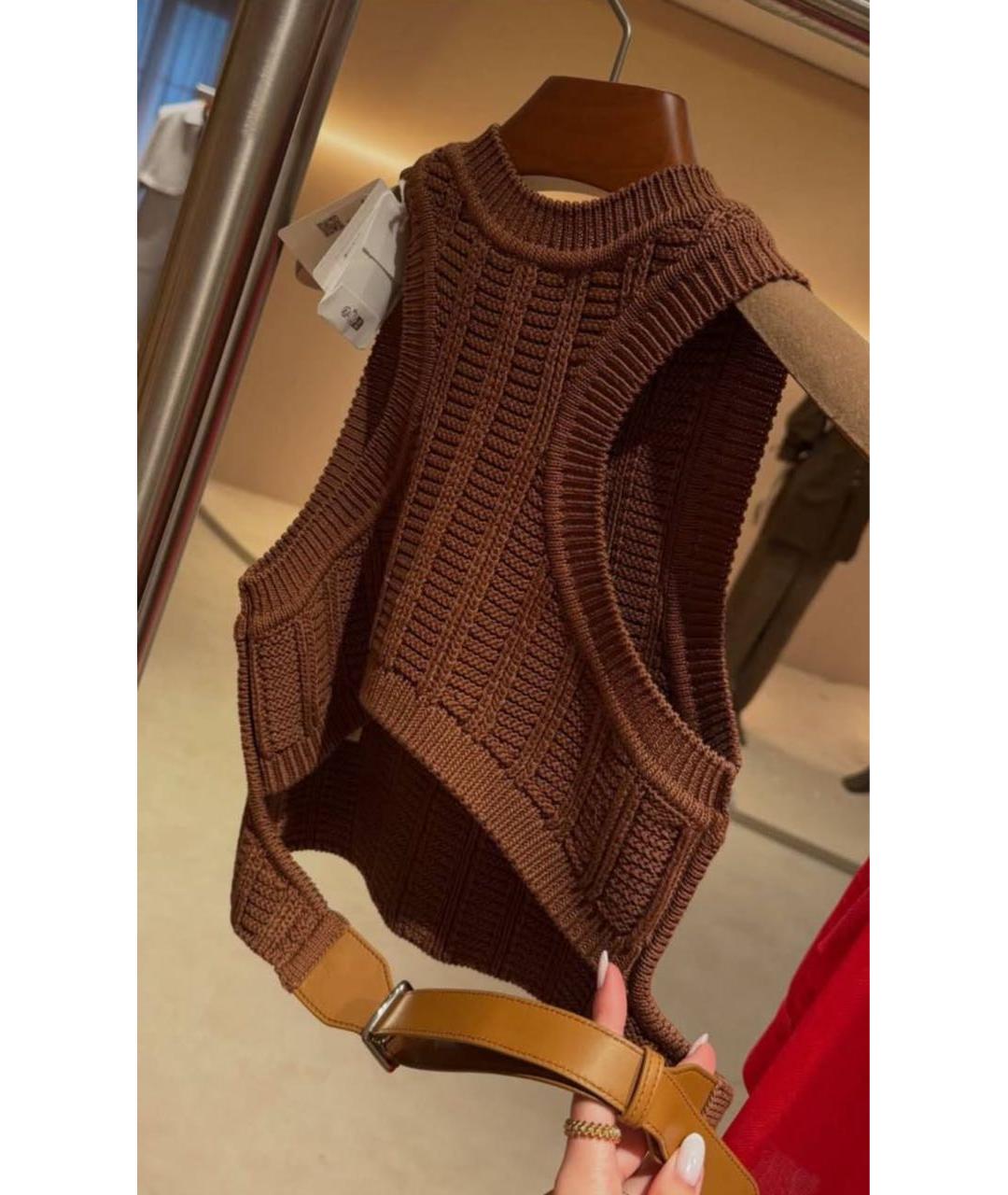 HERMES Коричневая хлопковая майка, фото 2