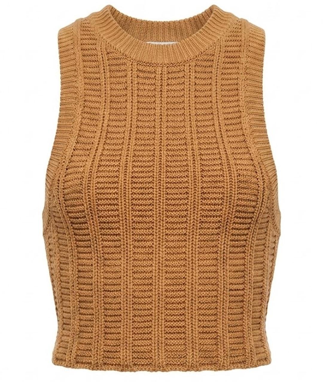 HERMES Коричневая хлопковая майка, фото 1