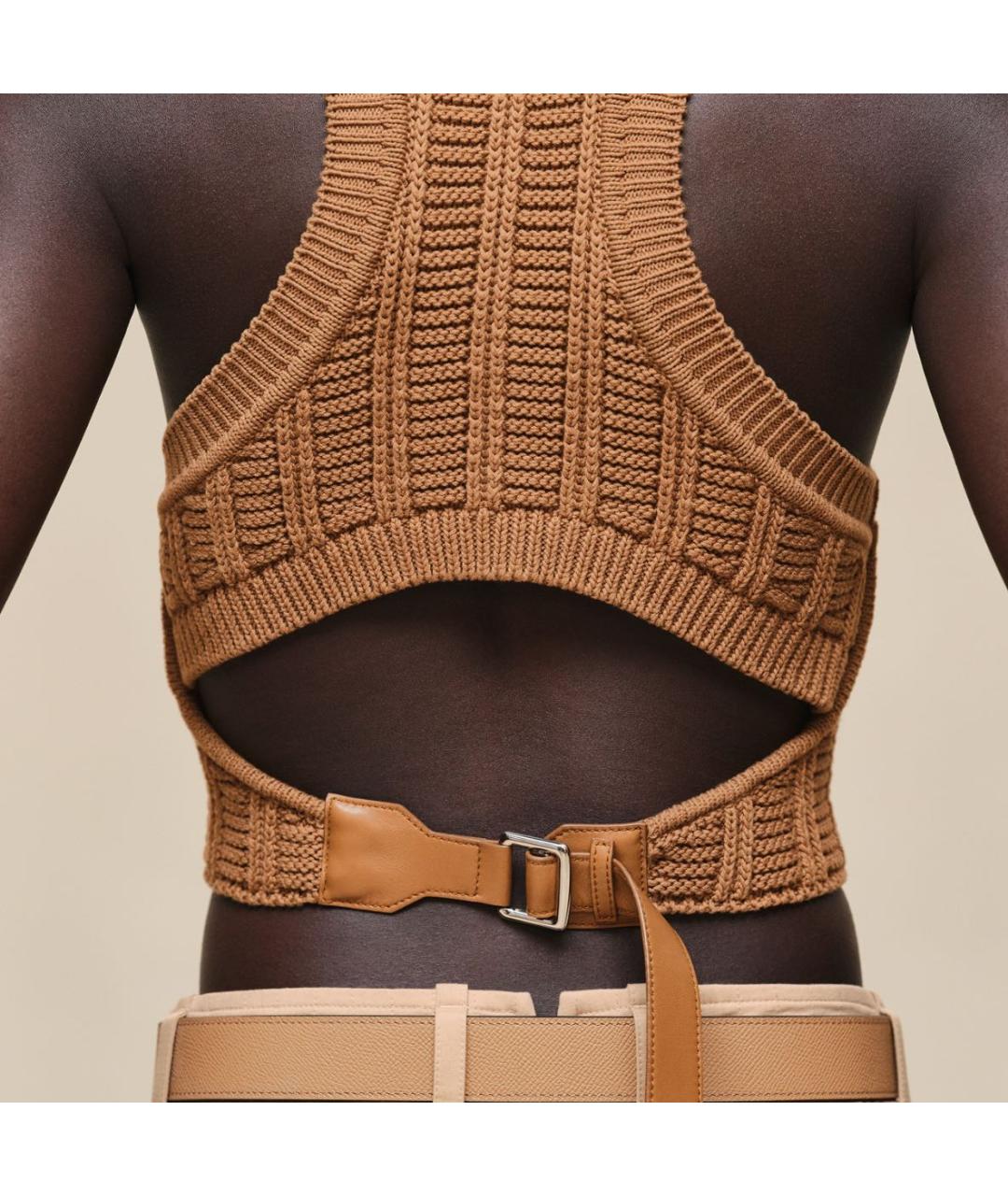 HERMES Коричневая хлопковая майка, фото 4