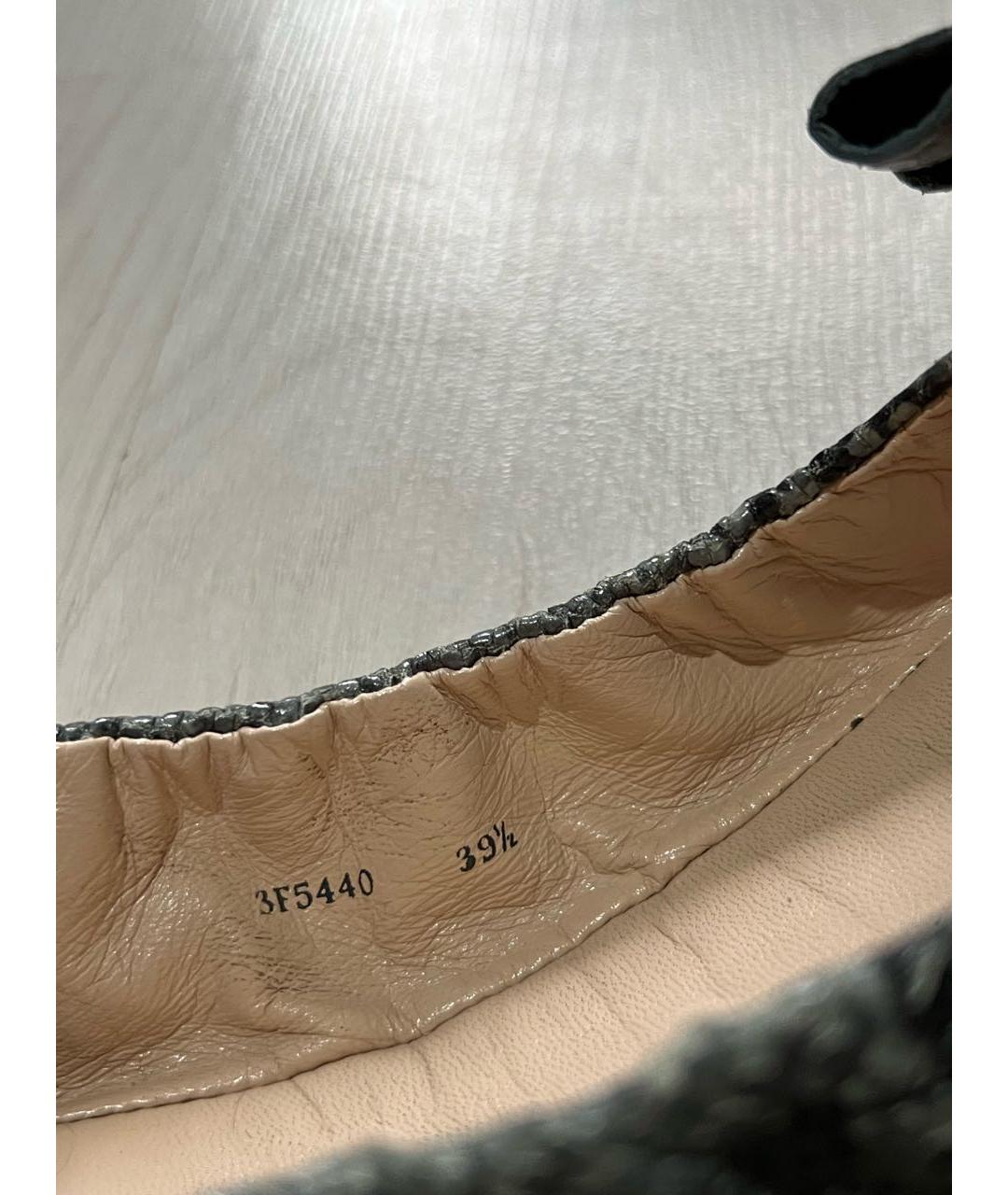 PRADA Серые кожаные балетки, фото 4