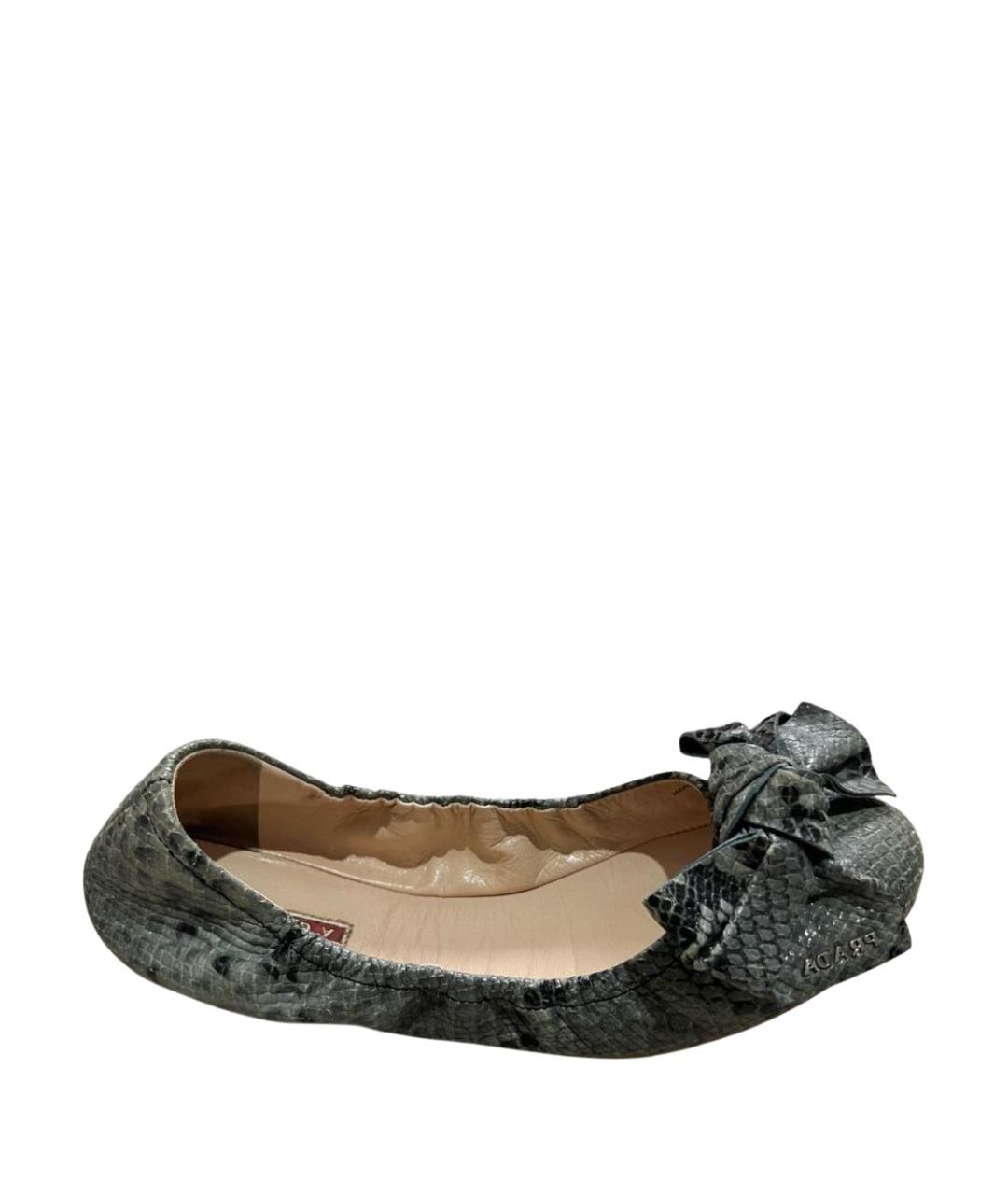 PRADA Серые кожаные балетки, фото 1