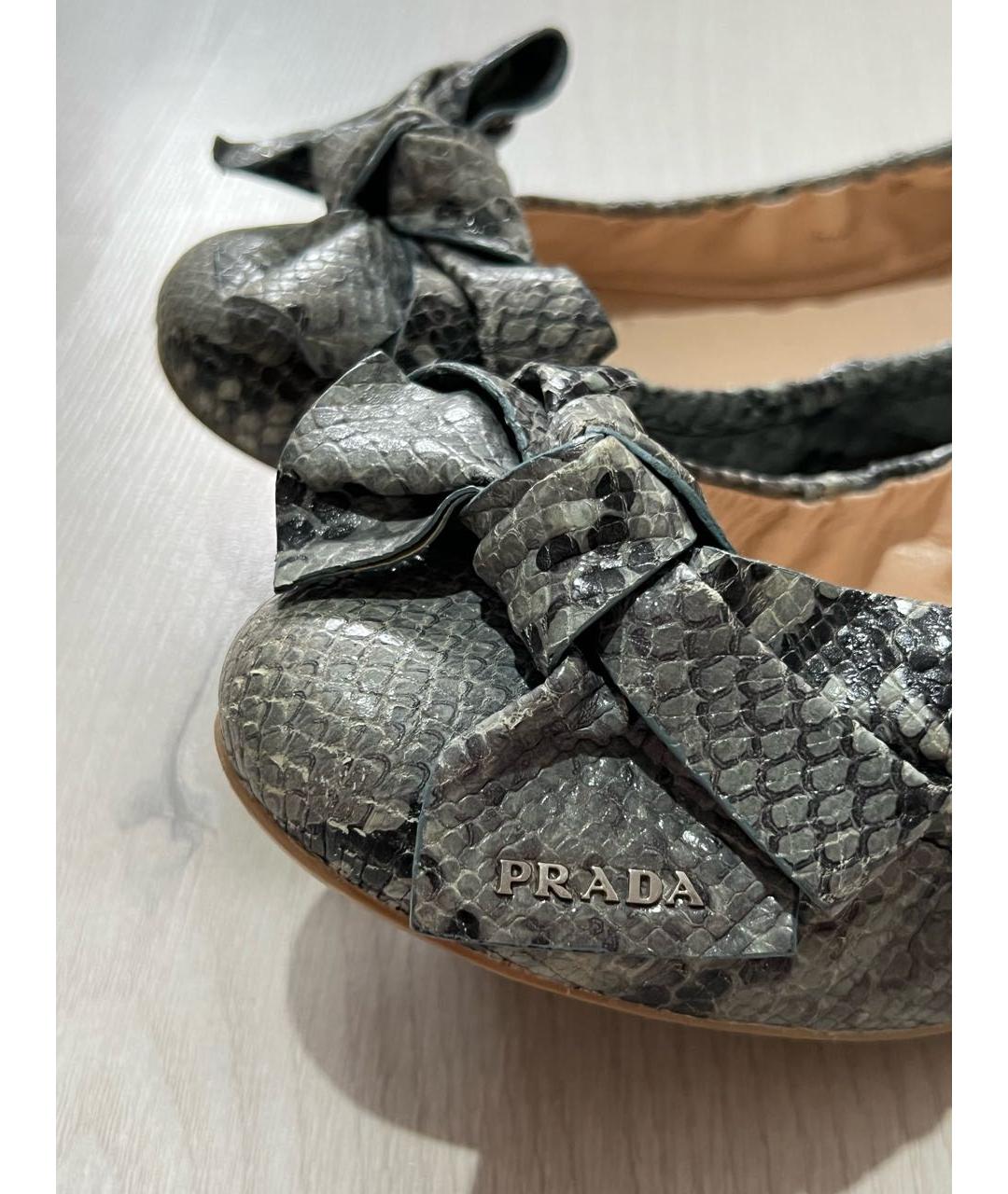 PRADA Серые кожаные балетки, фото 6