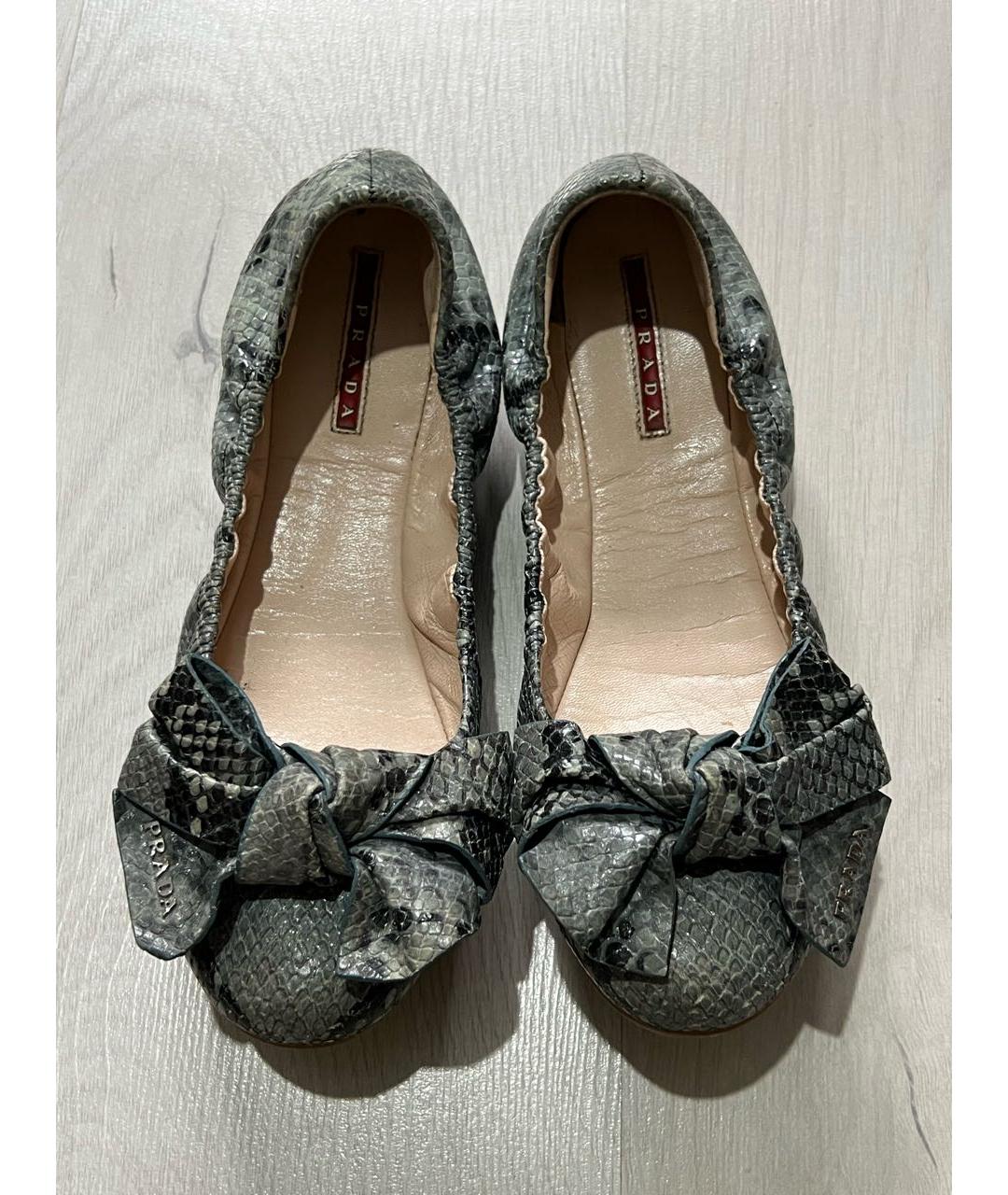 PRADA Серые кожаные балетки, фото 3