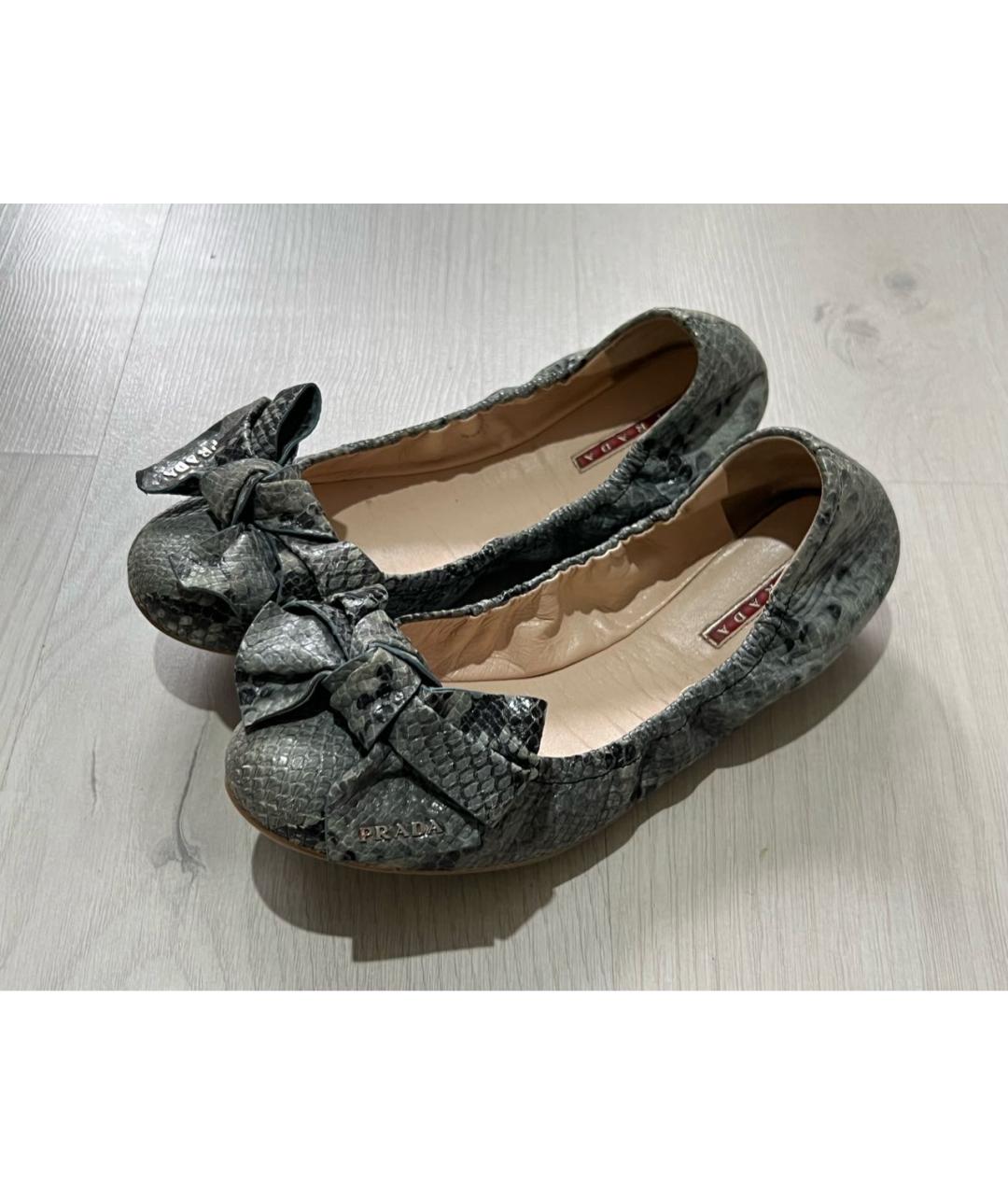 PRADA Серые кожаные балетки, фото 2