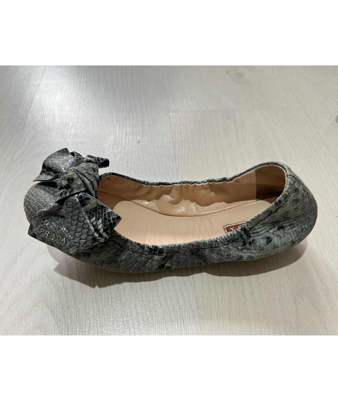 PRADA Серые кожаные балетки, фото 7