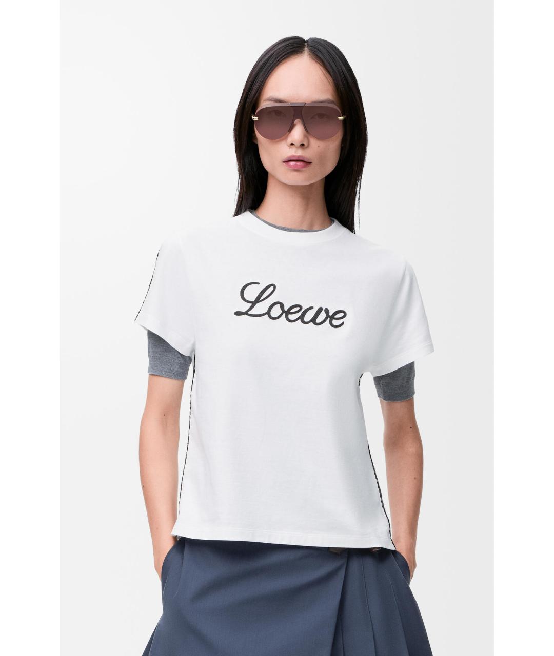 LOEWE Белая хлопковая футболка, фото 3