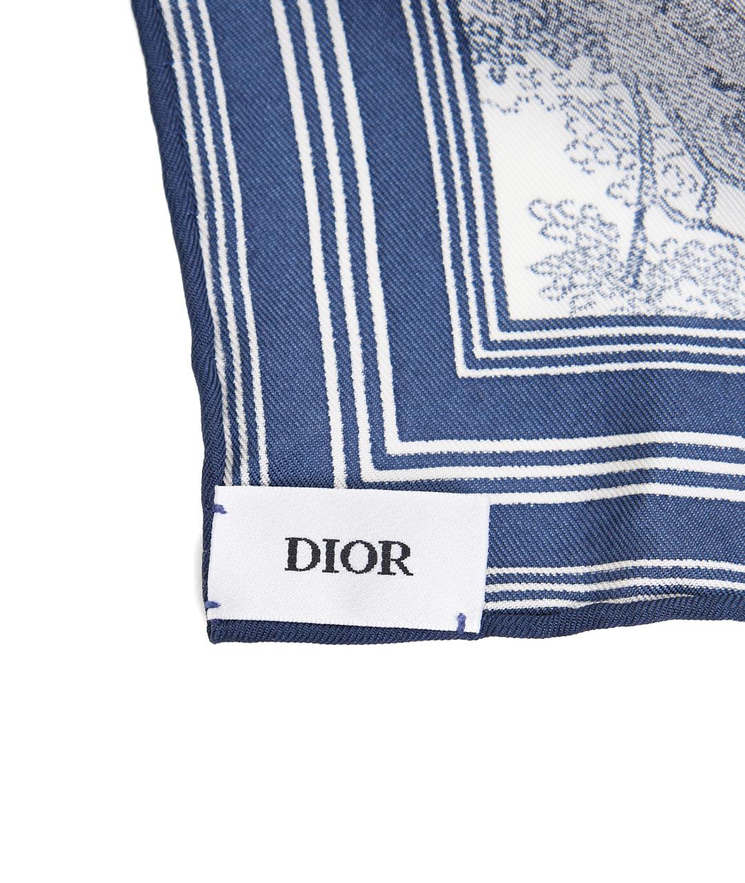 CHRISTIAN DIOR Синий шелковый платок, фото 3