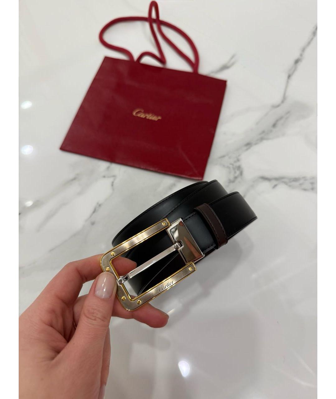 CARTIER Черный кожаный ремень, фото 4