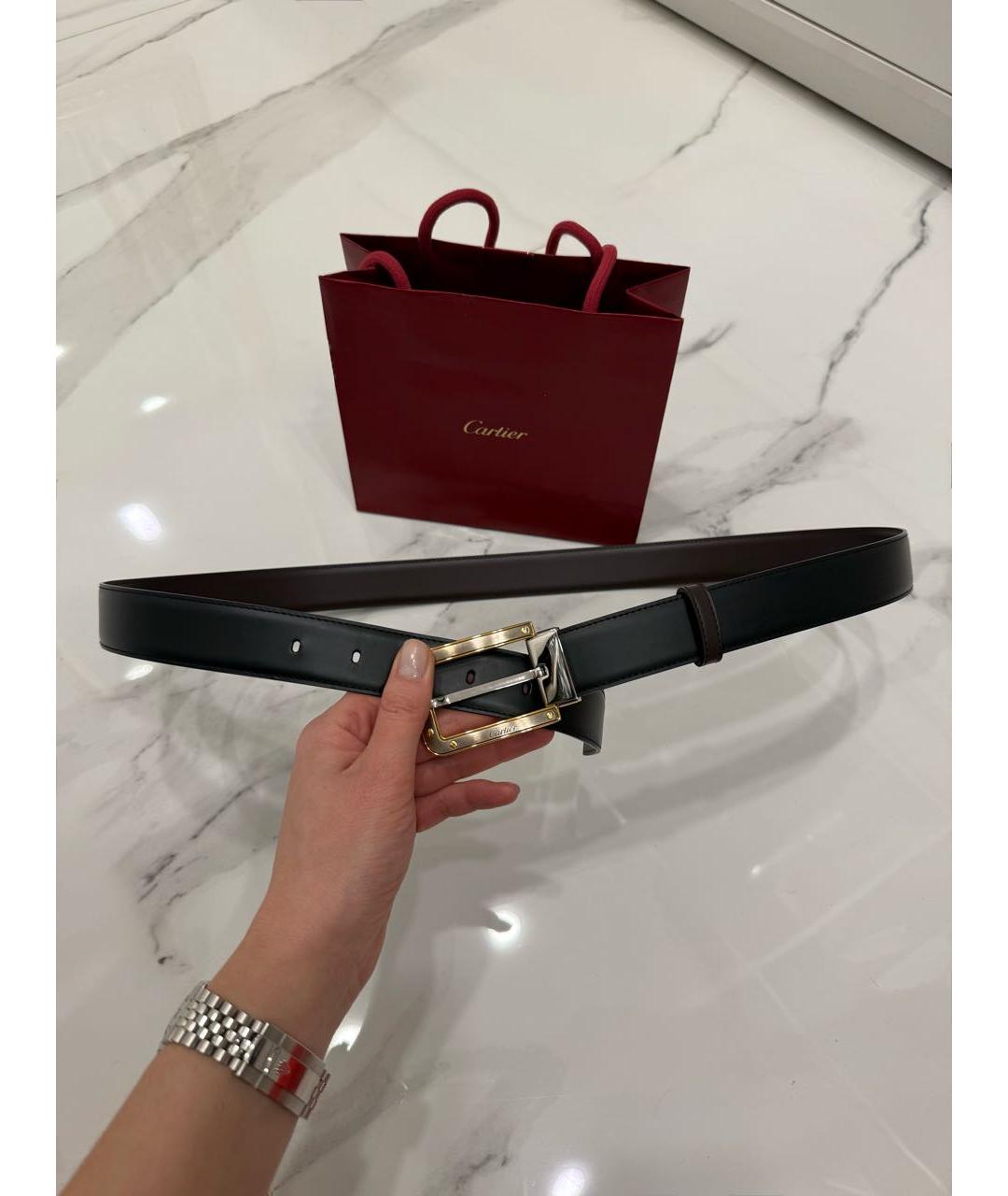 CARTIER Черный кожаный ремень, фото 9