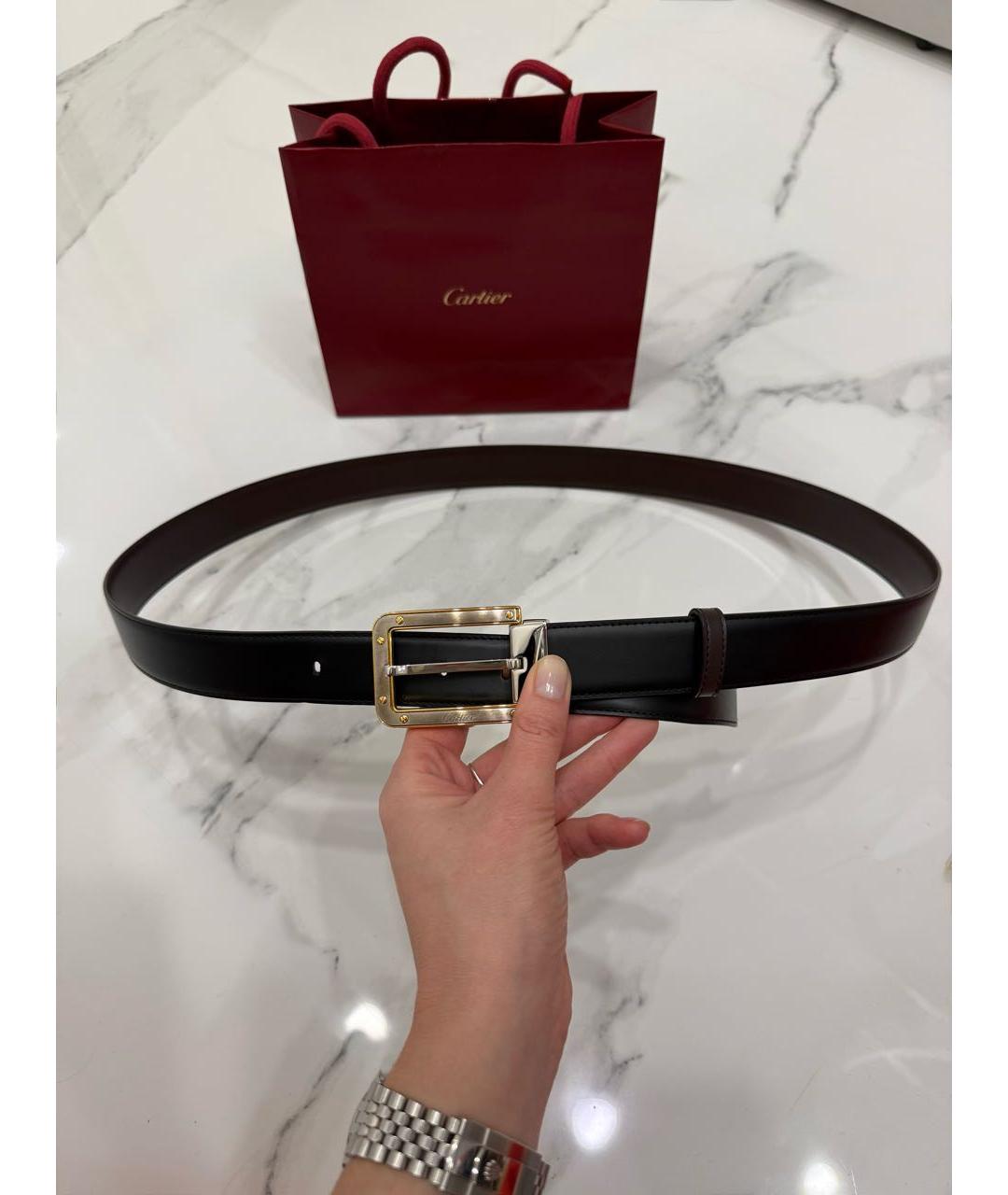 CARTIER Черный кожаный ремень, фото 3