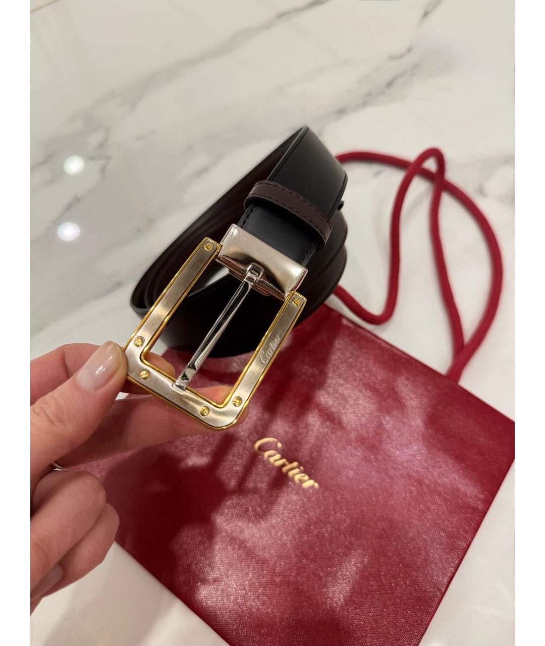 CARTIER Черный кожаный ремень, фото 8