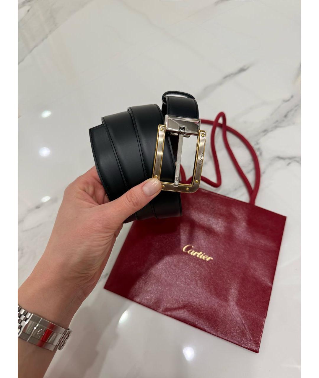 CARTIER Черный кожаный ремень, фото 6