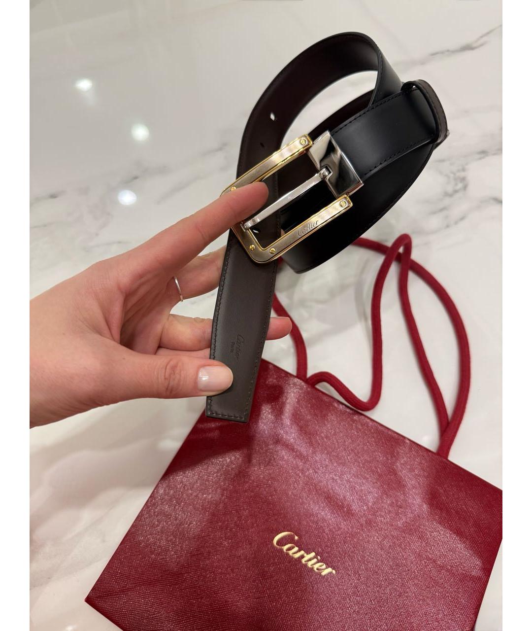 CARTIER Черный кожаный ремень, фото 7