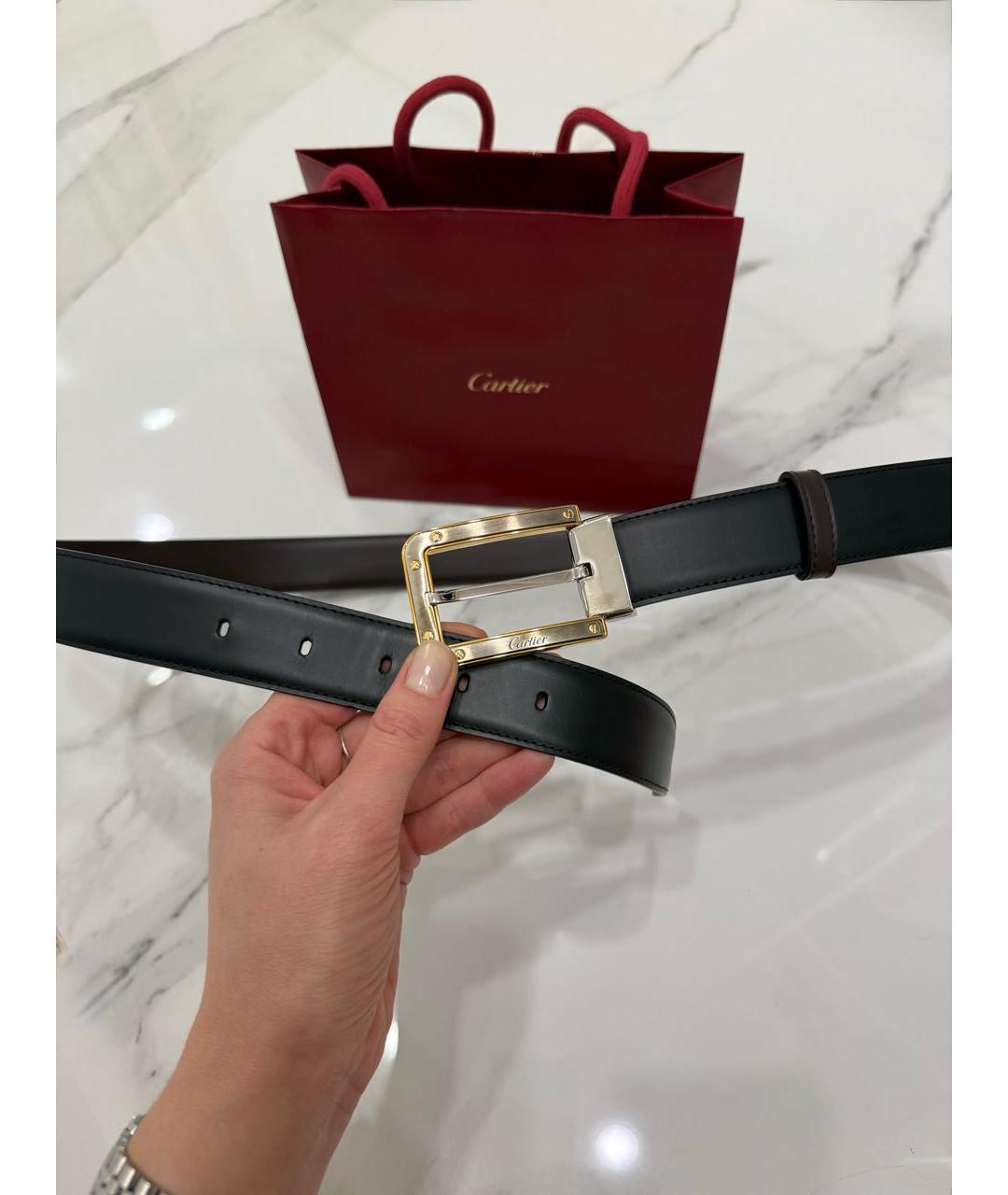 CARTIER Черный кожаный ремень, фото 2