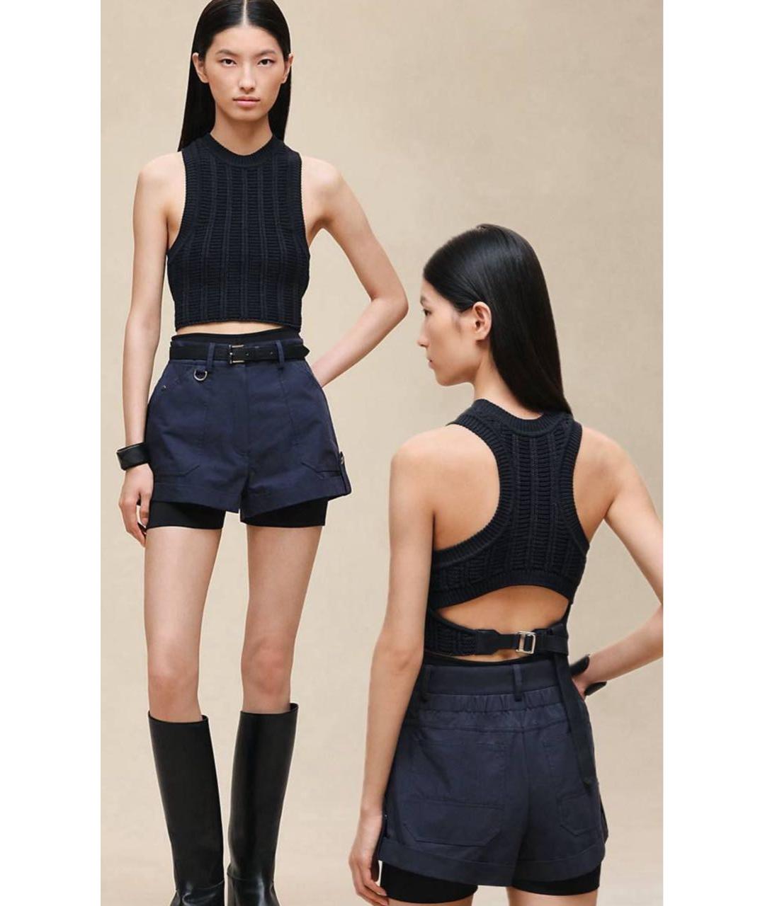 HERMES Темно-синяя хлопковая майка, фото 3