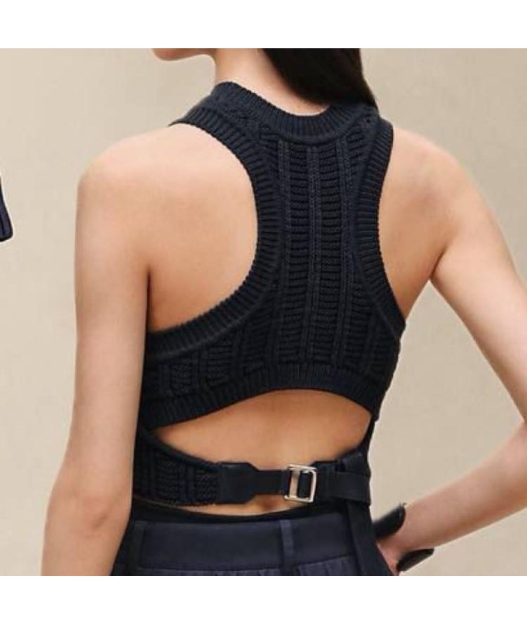 HERMES Темно-синяя хлопковая майка, фото 2