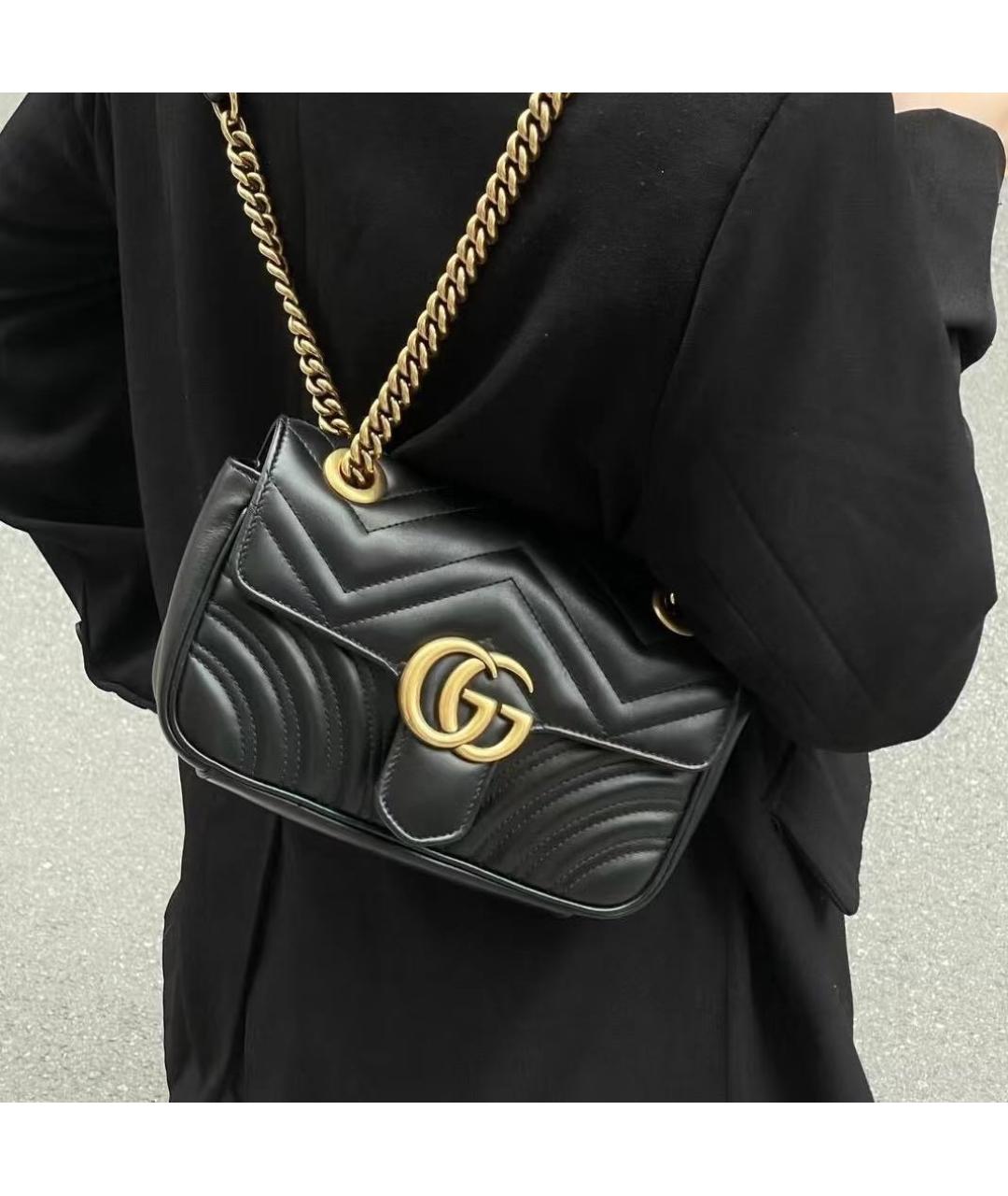 GUCCI Черная кожаная сумка через плечо, фото 7