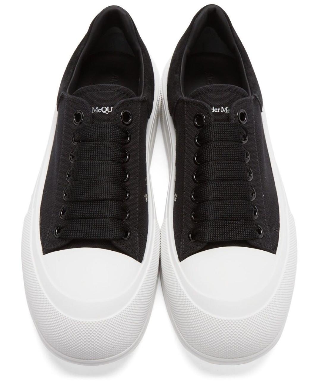 ALEXANDER MCQUEEN Черные текстильные низкие кроссовки / кеды, фото 2