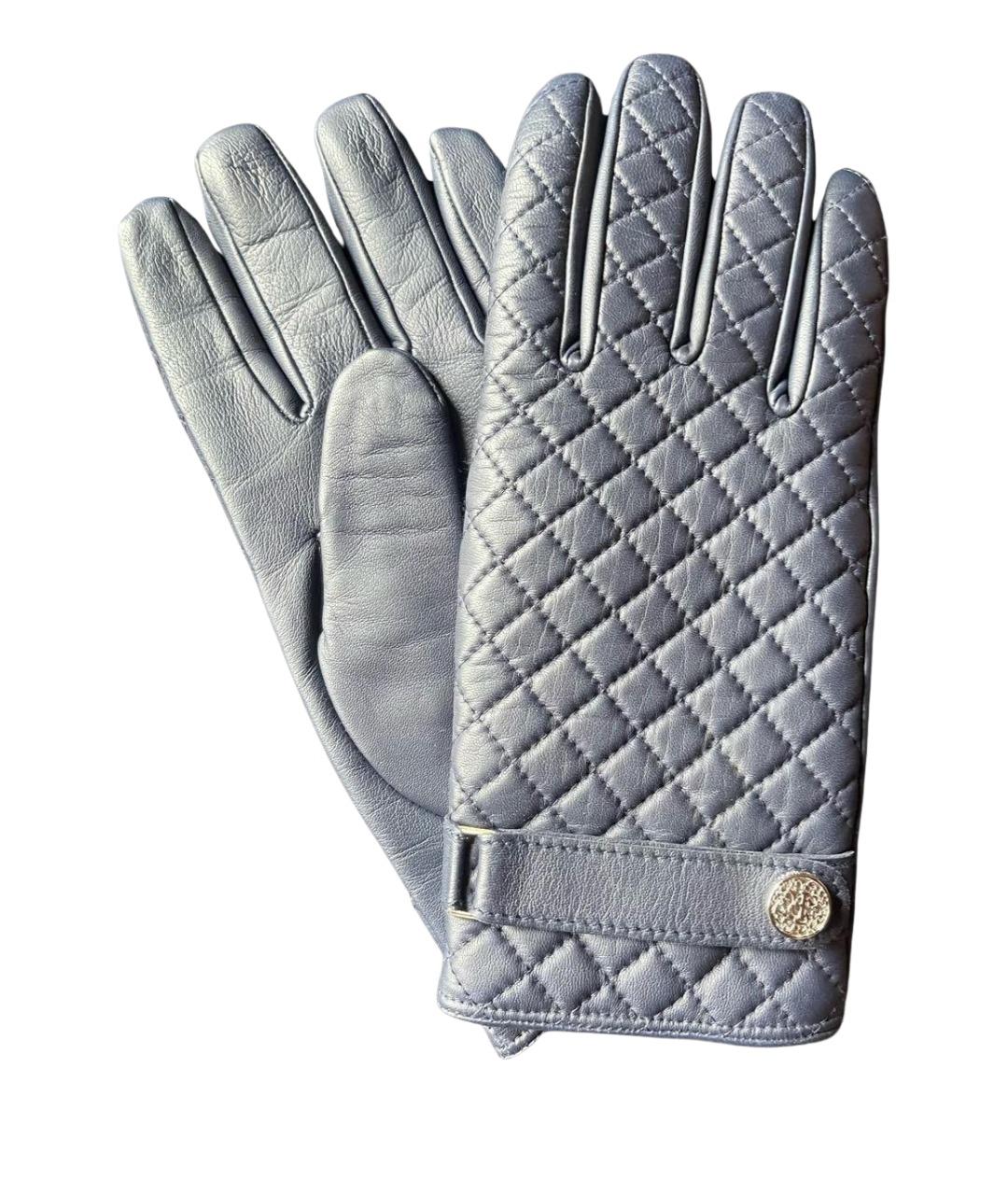 STEFANO RICCI Темно-синие кожаные перчатки, фото 1