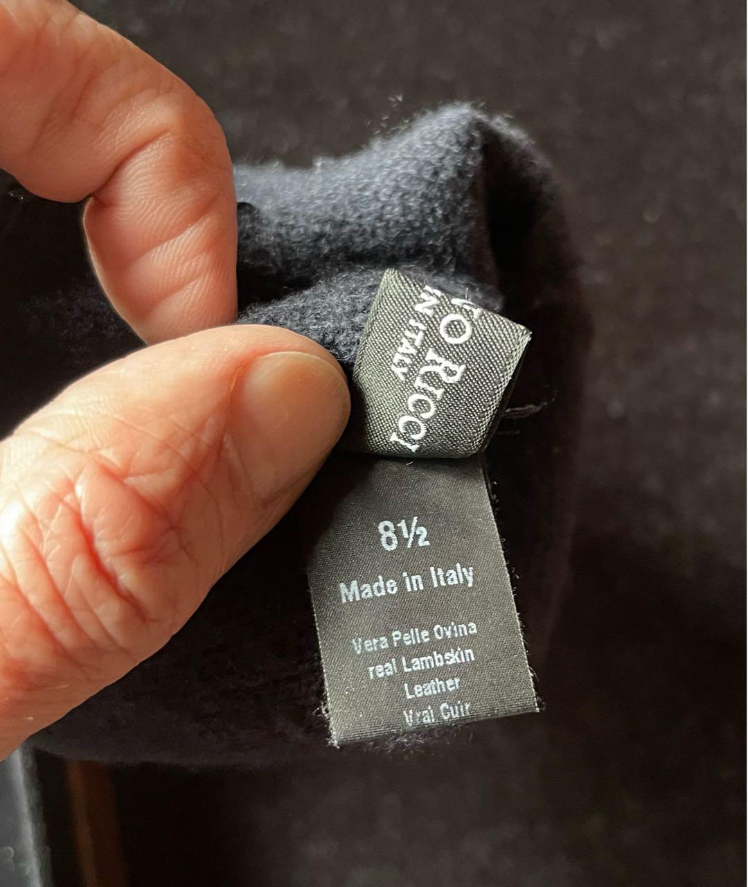 STEFANO RICCI Темно-синие кожаные перчатки, фото 5