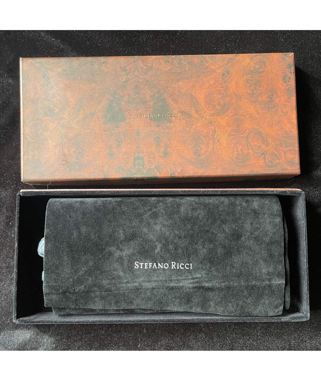 STEFANO RICCI Темно-синие кожаные перчатки, фото 3