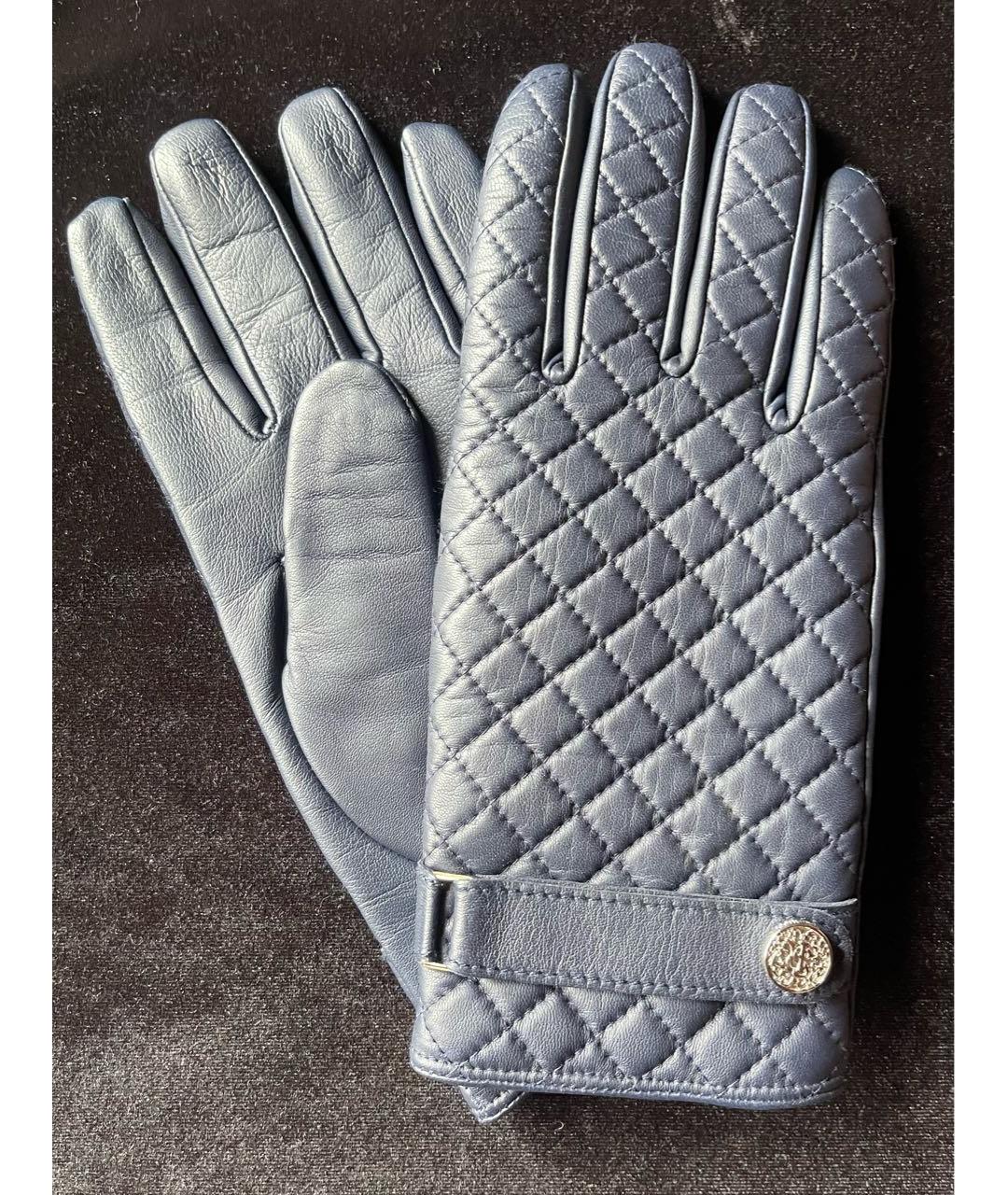 STEFANO RICCI Темно-синие кожаные перчатки, фото 6