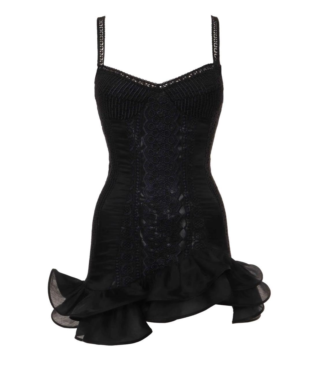 CHARO RUIZ Черное хлопковое повседневное платье, фото 1