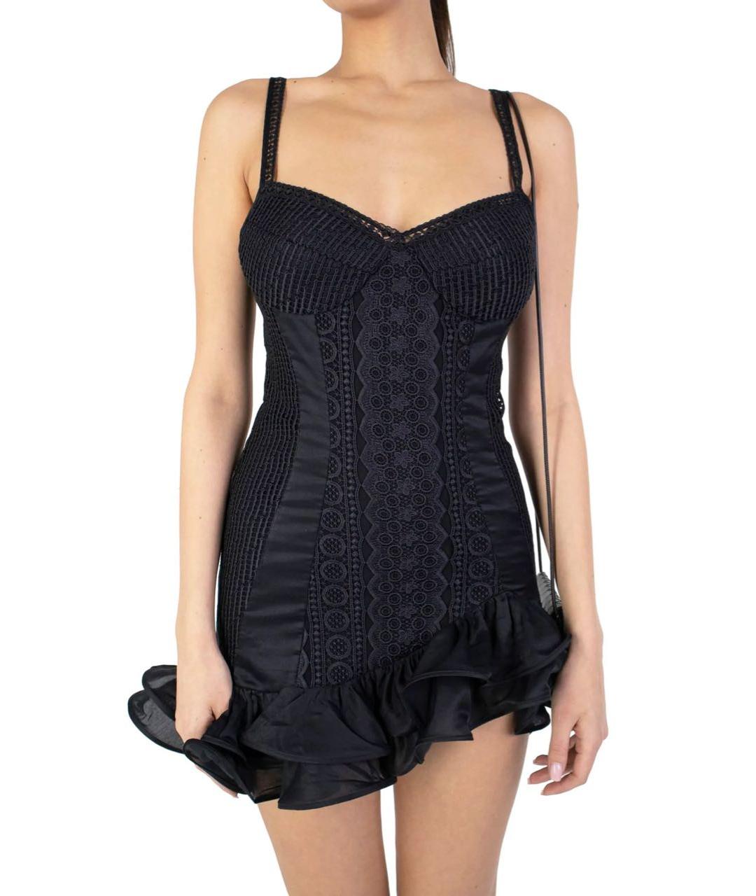 CHARO RUIZ Черное хлопковое повседневное платье, фото 3