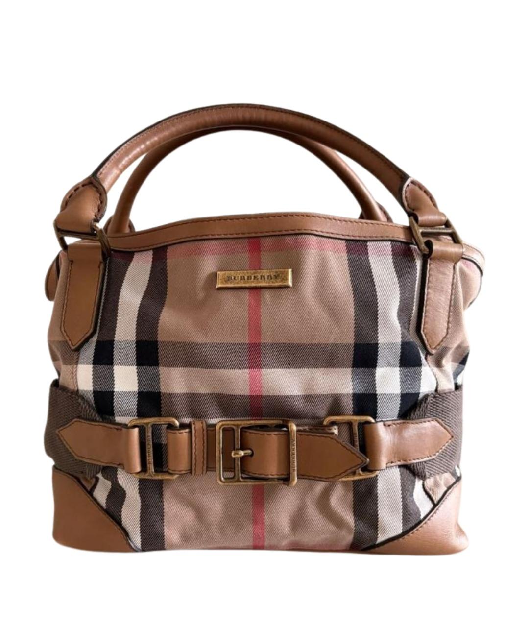 BURBERRY Бежевая кожаная сумка с короткими ручками, фото 1