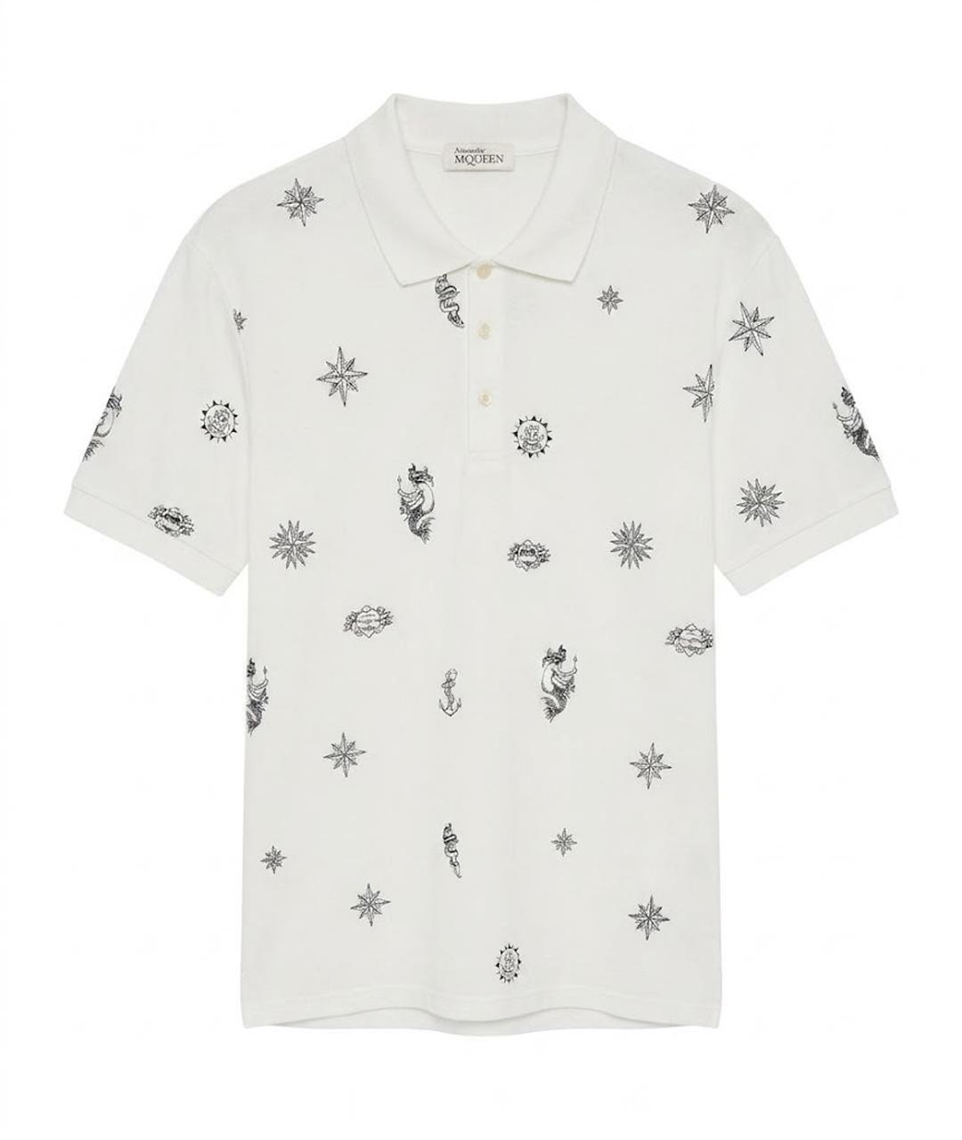 ALEXANDER MCQUEEN Белое хлопковое поло с коротким рукавом, фото 1