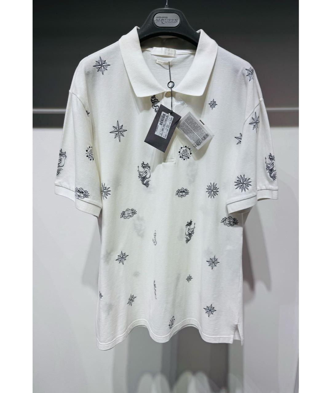 ALEXANDER MCQUEEN Белое хлопковое поло с коротким рукавом, фото 8