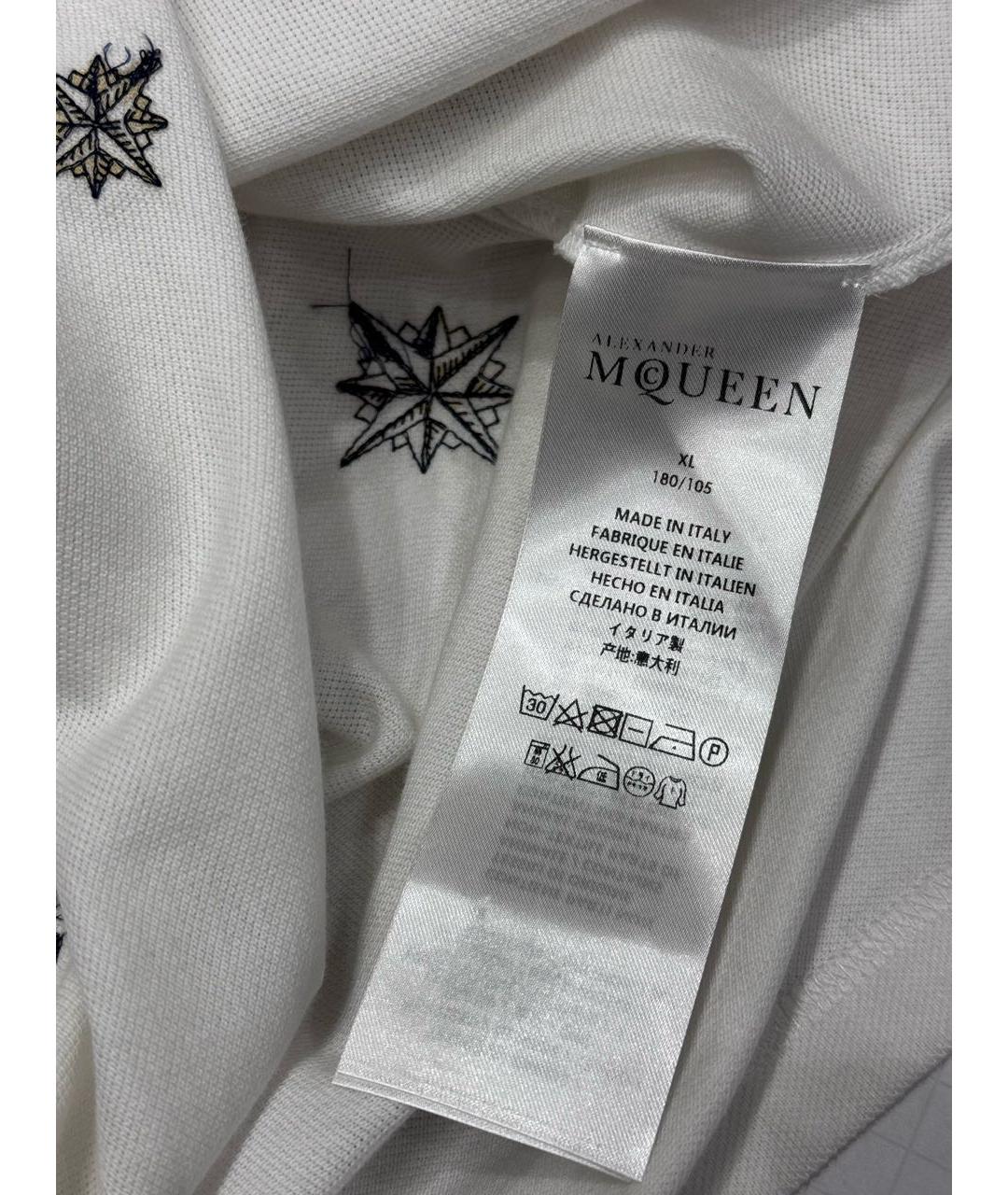 ALEXANDER MCQUEEN Белое хлопковое поло с коротким рукавом, фото 5