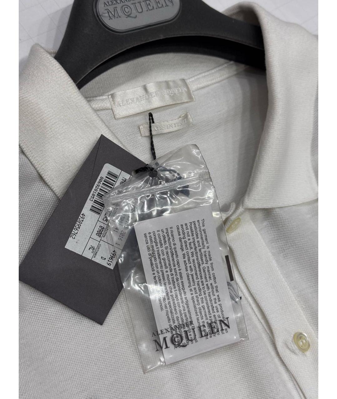 ALEXANDER MCQUEEN Белое хлопковое поло с коротким рукавом, фото 4