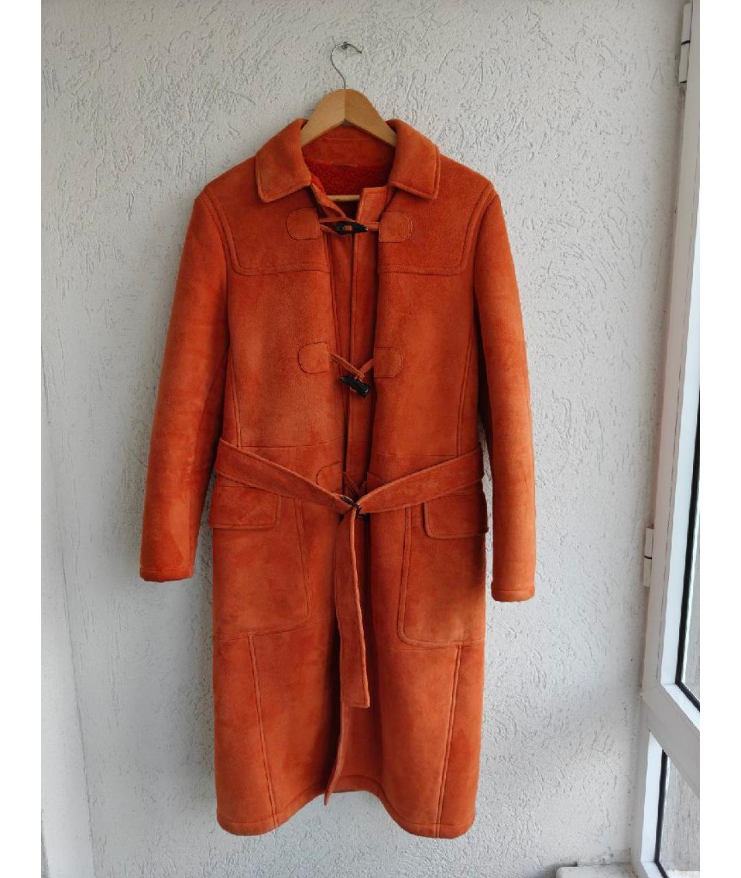 BOTTEGA VENETA Оранжевая замшевая дубленка, фото 10