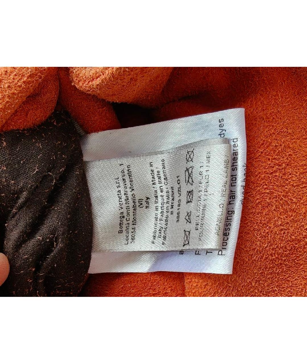 BOTTEGA VENETA Оранжевая замшевая дубленка, фото 5