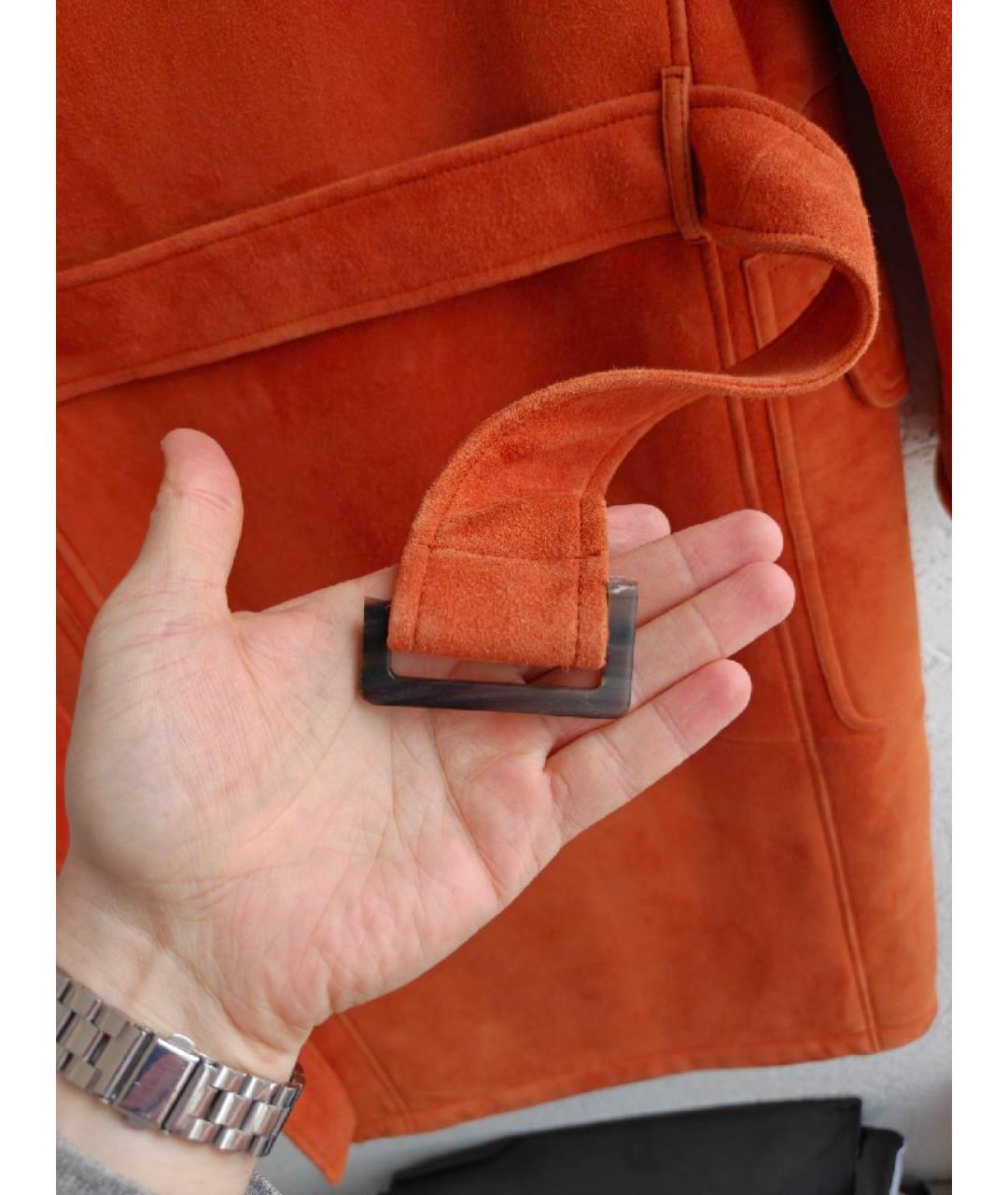 BOTTEGA VENETA Оранжевая замшевая дубленка, фото 9
