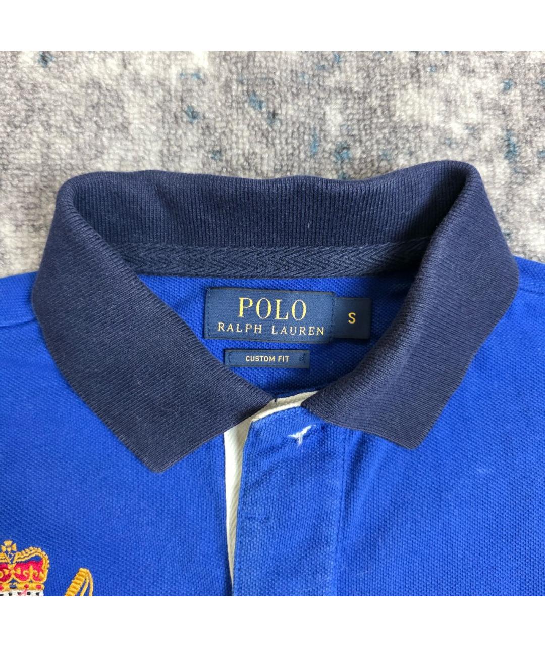 POLO RALPH LAUREN Синее хлопковое поло с коротким рукавом, фото 4
