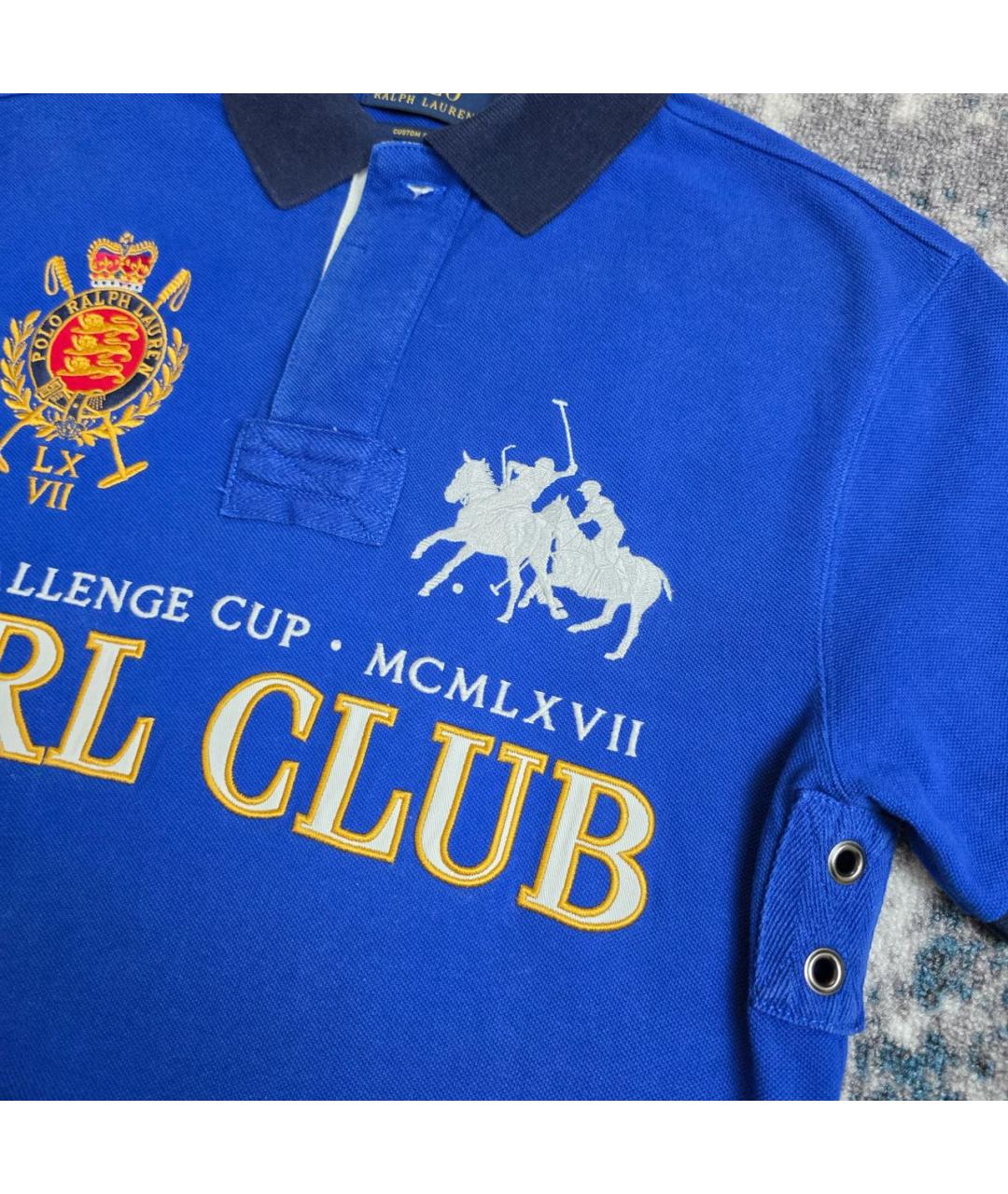 POLO RALPH LAUREN Синее хлопковое поло с коротким рукавом, фото 3