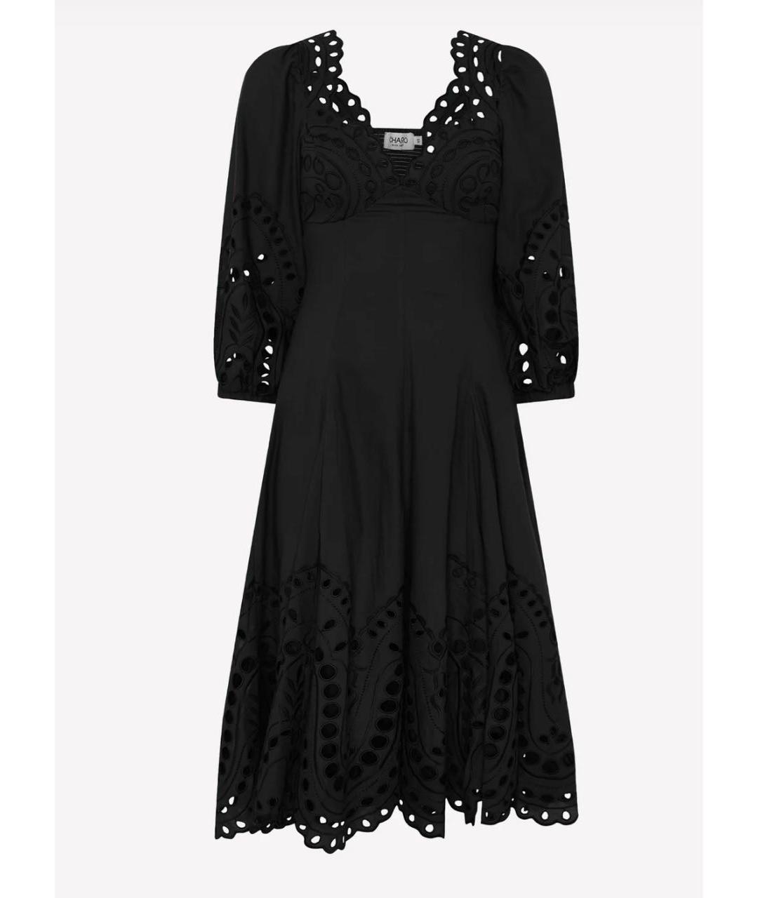 CHARO RUIZ Черное хлопковое повседневное платье, фото 4