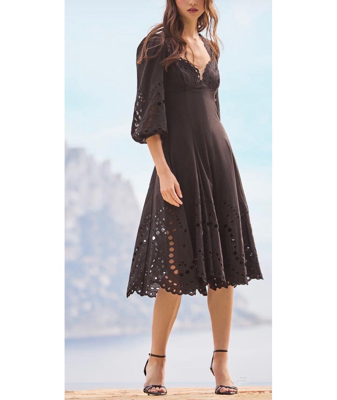 CHARO RUIZ Черное хлопковое повседневное платье, фото 3