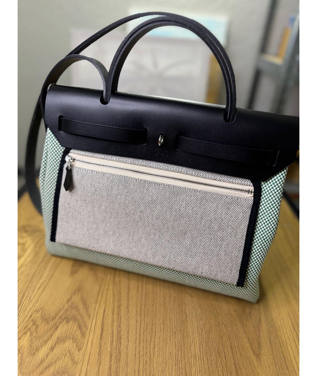 HERMES Зеленая тканевая сумка через плечо, фото 2