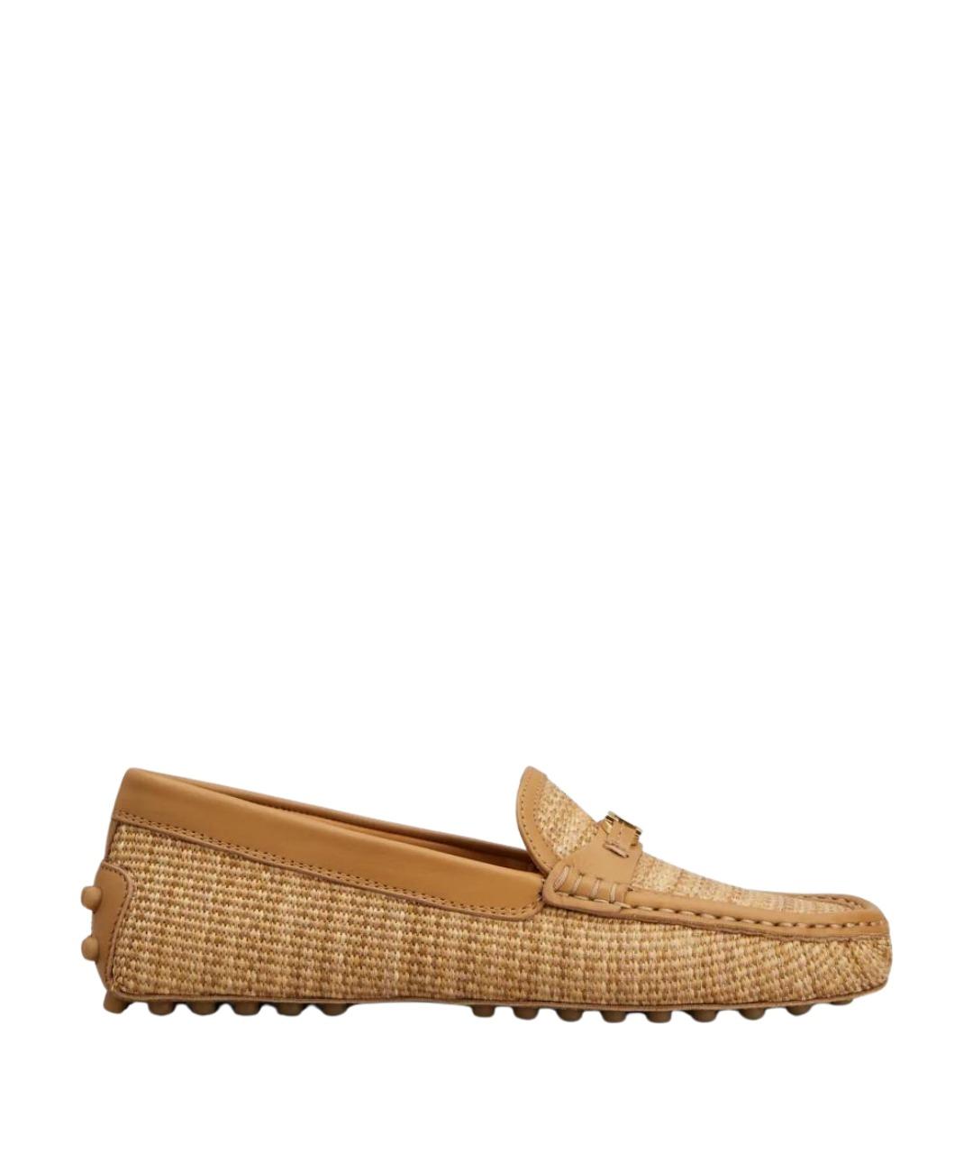 TOD'S Бежевые кожаные мокасины, фото 1